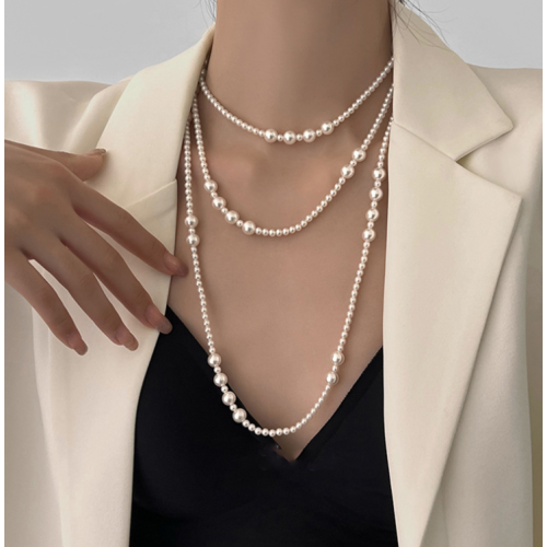 New White Pearl Three Layer Necklace Ladies Exquisite Clavicle Chain Necklace Jewelry for Ladies Gift - 794677172012