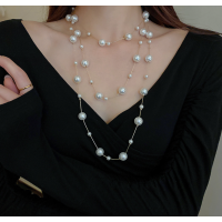 New White Pearl Two Layer Necklace Ladies Exquisite Clavicle Chain Necklace Jewelry for Ladies Gift