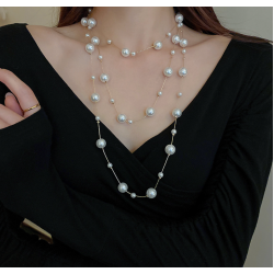 New White Pearl Two Layer Necklace Ladies Exquisite Clavicle Chain Necklace Jewelry for Ladies Gift