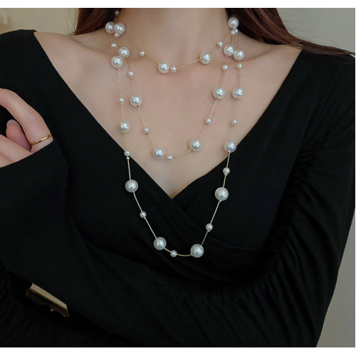 New White Pearl Two Layer Necklace Ladies Exquisite Clavicle Chain Necklace Jewelry for Ladies Gift - 794677172013