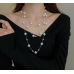 New White Pearl Two Layer Necklace Ladies Exquisite Clavicle Chain Necklace Jewelry for Ladies Gift - 794677172013
