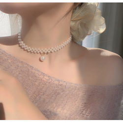 New White Pearl Three Layer Necklace Ladies Exquisite Clavicle Chain Necklace Jewelry for Ladies Gift