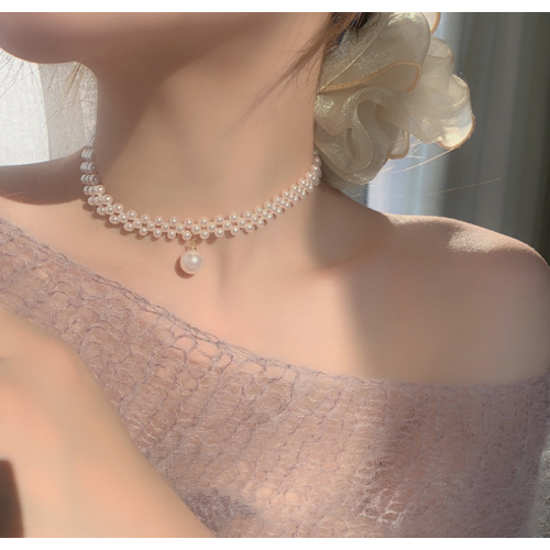 New White Pearl Three Layer Necklace Ladies Exquisite Clavicle Chain Necklace Jewelry for Ladies Gift - 794677172014