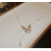 New White Pearl Butterfly Necklace Ladies Exquisite Clavicle Chain Necklace Jewelry for Ladies Gift - 794677172015