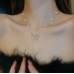 New White Pearl Butterfly Necklace Ladies Exquisite Clavicle Chain Necklace Jewelry for Ladies Gift - 794677172015