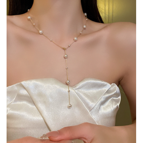 New White Pearl Necklace Ladies Exquisite Clavicle Chain Necklace Jewelry for Ladies Gift - 794677172019