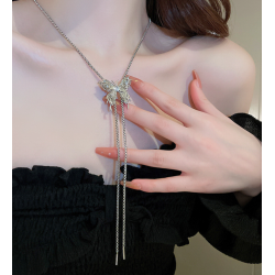 New Silver Pearl Butterfly Necklace Ladies Exquisite Clavicle Chain Necklace Jewelry for Ladies Gift