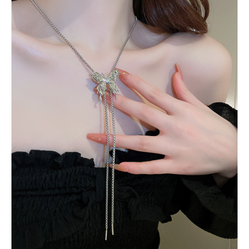 New Silver Pearl Butterfly Necklace Ladies Exquisite Clavicle Chain Necklace Jewelry for Ladies Gift - 794677172020