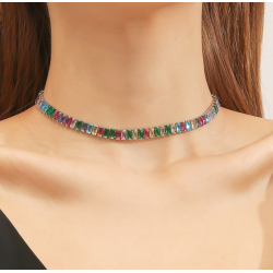 New Shiny Multicolor Necklace Ladies Exquisite Double Layer Clavicle Chain Necklace Jewelry for Ladies Gift
