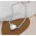 New Shiny Silver  Heart Necklace Ladies Exquisite Clavicle Chain Necklace Jewelry for Ladies Gift - 794677171987