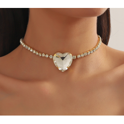 New Shiny Gold  Heart Necklace Ladies Exquisite Clavicle Chain Necklace Jewelry for Ladies Gift