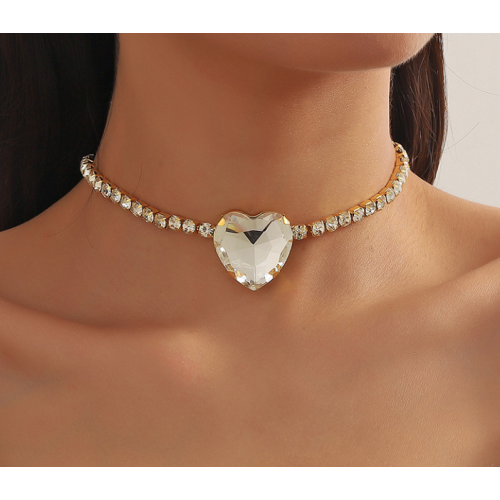 New Shiny Gold  Heart Necklace Ladies Exquisite Clavicle Chain Necklace Jewelry for Ladies Gift - 794677171988