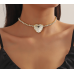 New Shiny Gold  Heart Necklace Ladies Exquisite Clavicle Chain Necklace Jewelry for Ladies Gift - 794677171988