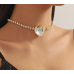 New Shiny Gold  Heart Necklace Ladies Exquisite Clavicle Chain Necklace Jewelry for Ladies Gift - 794677171988