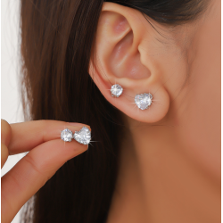 Sparkling Women's Cubic Zirconia Heart Stud Earrings Gorgeous Female Wedding Party Fashion Ear Piercing Accessories New Jewelry