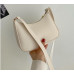 White Retro Solid Color PU Leather Shoulder Underarm Bag Women's Fashion Handbags Casual Hobos Purses and Handbag Ladies Hand Bags - 794677172057