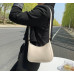 White Retro Solid Color PU Leather Shoulder Underarm Bag Women's Fashion Handbags Casual Hobos Purses and Handbag Ladies Hand Bags - 794677172057