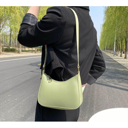 Green Retro Solid Color PU Leather Shoulder Underarm Bag Women's Fashion Handbags Casual Hobos Purses and Handbag Ladies Hand Bags - 794677172058