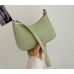Green Retro Solid Color PU Leather Shoulder Underarm Bag Women's Fashion Handbags Casual Hobos Purses and Handbag Ladies Hand Bags - 794677172058