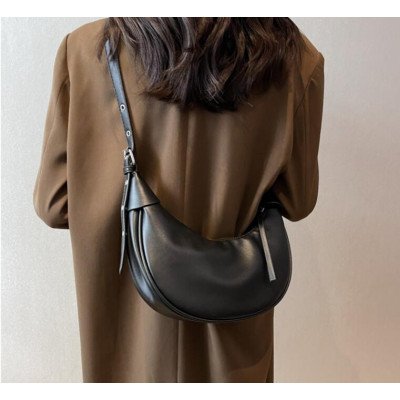 Black Summer Pleated Handlebags For Women PU Cloud Bags Leisure Armpit Bag Shopping Shoulder Bags Dumpling Handbag Female