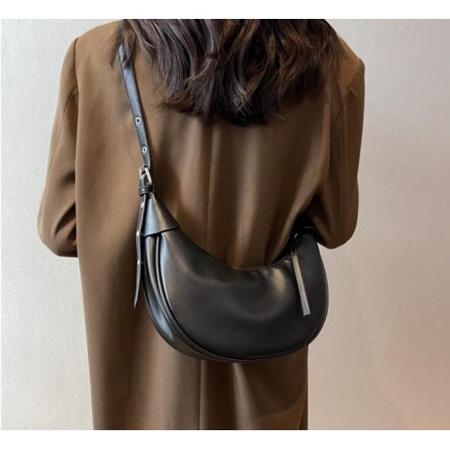 Black Summer Pleated Handlebags For Women PU Cloud Bags Leisure Armpit Bag Shopping Shoulder Bags Dumpling Handbag Female - 794677172067