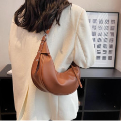 Brown Summer Pleated Handlebags For Women PU Cloud Bags Leisure Armpit Bag Shopping Shoulder Bags Dumpling Handbag Female