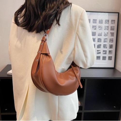 Brown Summer Pleated Handlebags For Women PU Cloud Bags Leisure Armpit Bag Shopping Shoulder Bags Dumpling Handbag Female - 794677172068