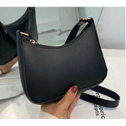 Black Retro Solid Color PU Leather Shoulder Underarm Bag Women's Fashion Handbags Casual Hobos Purses and Handbag Ladies Hand Bags