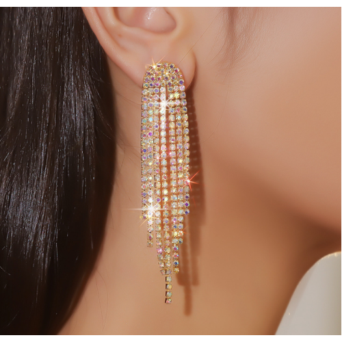 Sparkling gold Women's Cubic Zirconia Stud Earrings Gorgeous Female Wedding Party Fashion Ear Piercing Accessories New Jewelry - 794677172043
