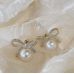 New Style Temperament White Color Wedding Bow Stud Earrings for Women Rhinestone Bowknot Ball Earring Girls Party Jewelry - 794677172046