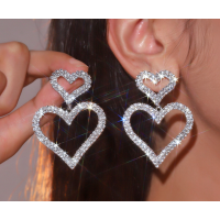 Sparkling Women's Cubic Zirconia Heart Stud Earrings Gorgeous Female Wedding Party Fashion Ear Piercing Accessories New Jewelry