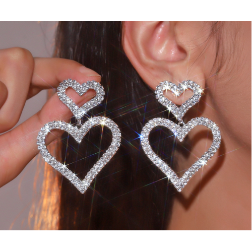 Sparkling Women's Cubic Zirconia Heart Stud Earrings Gorgeous Female Wedding Party Fashion Ear Piercing Accessories New Jewelry - 794677172048