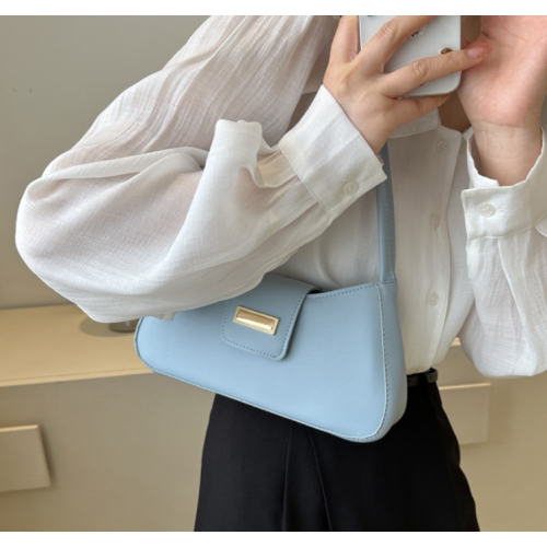 Blue Bags For Women Luxury Designer Brand Handbags And Purses 2024 New In PU Nubuck Sheet Metal Decoration Crossbody Bag Small - 794677172083