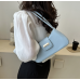 Blue Bags For Women Luxury Designer Brand Handbags And Purses 2024 New In PU Nubuck Sheet Metal Decoration Crossbody Bag Small - 794677172083