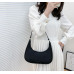 Black Retro Solid Color PU Leather Shoulder Underarm Bag Women's Fashion Handbags Casual Hobos Purses and Handbag Ladies Hand Bags - 794677172060