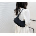Black Retro Solid Color PU Leather Shoulder Underarm Bag Women's Fashion Handbags Casual Hobos Purses and Handbag Ladies Hand Bags - 794677172060