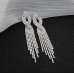 Fashion Luxury White Tassel CZ Drop Earrings New Engagement Wedding Ear Accessories for Women Fancy Anniversary Gift - 794677172024