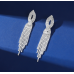 Fashion Luxury White Tassel CZ Drop Earrings New Engagement Wedding Ear Accessories for Women Fancy Anniversary Gift - 794677172024