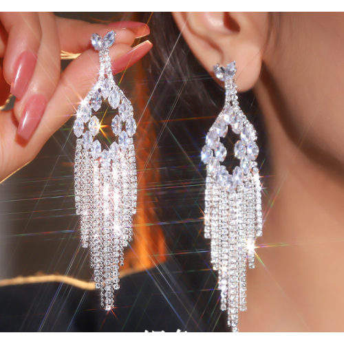 Sparkling Silver Women's Cubic Zirconia Stud Earrings Gorgeous Female Wedding Party Fashion Ear Piercing Accessories New Jewelry - 794677172052