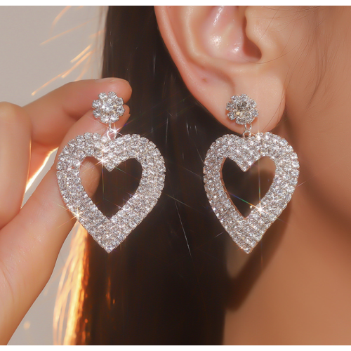 Sparkling Women's Cubic Zirconia Heart Stud Earrings Gorgeous Female Wedding Party Fashion Ear Piercing Accessories New Jewelry - 794677172053