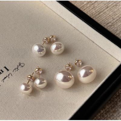 Imitation Round Pearl Stud Earrings for Women Round Wedding Party Ear Jewelry Wholesale