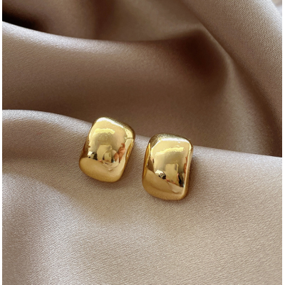 Imitation Gold Square Stud Earrings for Women Round Wedding Party Ear Jewelry Wholesale