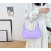 Purple Retro Solid Color PU Leather Shoulder Underarm Bag Women's Fashion Handbags Casual Hobos Purses and Handbag Ladies Hand Bags - 794677172062