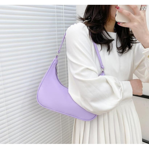 Purple Retro Solid Color PU Leather Shoulder Underarm Bag Women's Fashion Handbags Casual Hobos Purses and Handbag Ladies Hand Bags - 794677172062