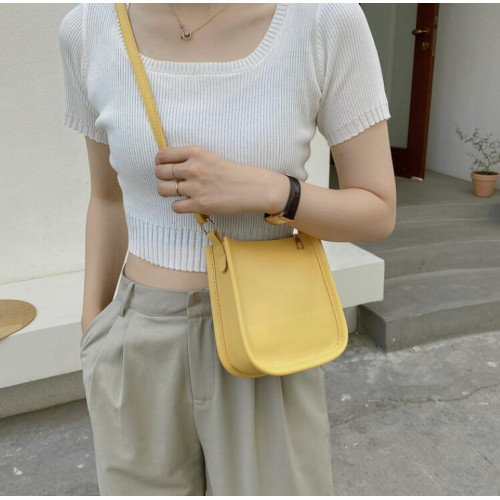 Yellow PU Leather Fashion Design Crossbody Bags For Women Summer Travel Shoulder Bags Large Capacity Handbags and Purse Armpit Hobo Bag - 794677172065