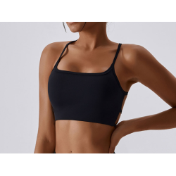 Black Ladies Sports Bra Sexy Criss Cross Straps Back High Support Impact Yoga Underwear Running Fitness Gym Padded Bralette