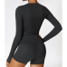 2pcs Black Yoga Sets Womens Outfits Peach Hip Lifting Suit Neck Hanging Sports Bra Shockproof Quick Drying Shorts Set Female Tracksuit - 794677172091-1