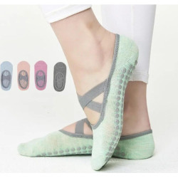 1 Pair Women Yoga Socks Silicone Sole Anti Slip Pilates Socks Sticky Bottom Workout Grip Socks with Ballet Cross