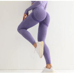Purple Fitness Women Sport Seamless Leggings High Waist Elastic Solid Yoga Leggings Gym Jogging Quick Dry Push Up Slim Pants Female