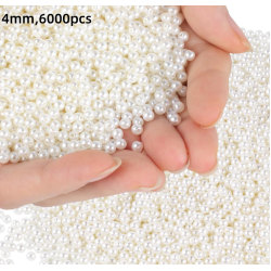 6000 Pcs 4mm Pearl Beads with Hole, Round Shapes Pearls for Crafting, Loose Pearl Beads for Jewelry Making, Pearls for Jewelry Making, Decoration, DIY Crafts, Stuffing